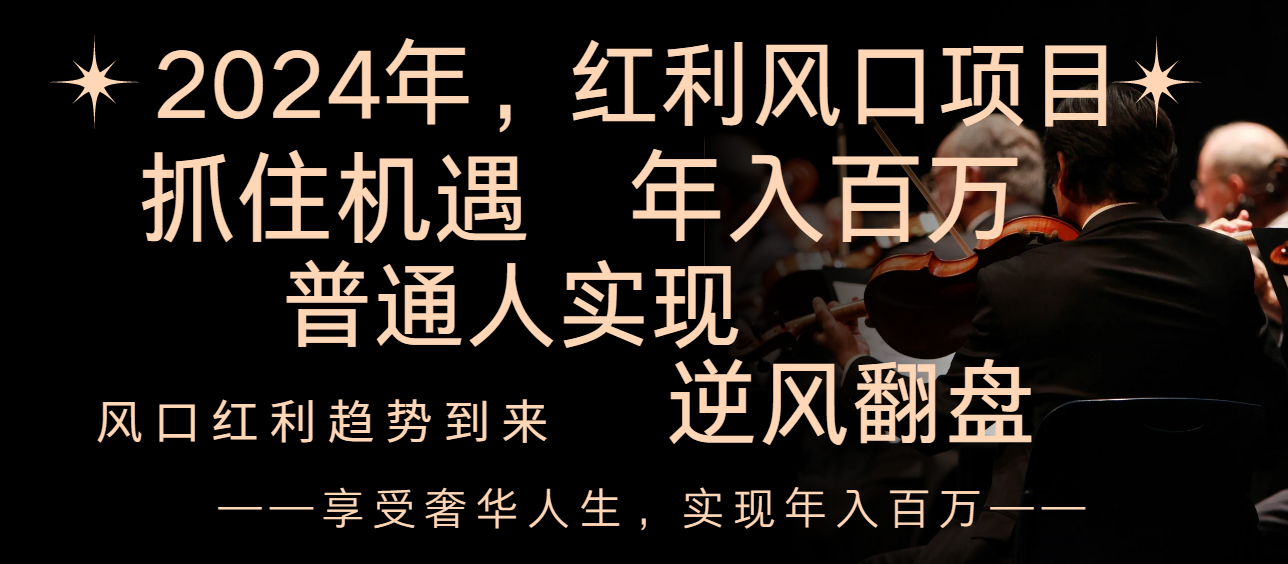 2024红利风口项目来袭，享受第一波红利，逆风翻盘普通人也能实现，年入百万-锦晨科技网