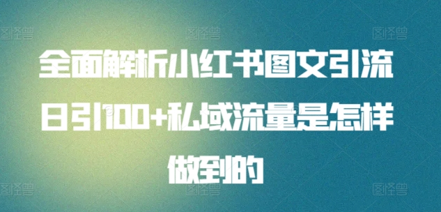 全面解析小红书图文引流日引100私域流量是怎样做到的-锦晨科技网