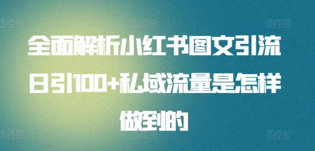 日引流100私域流量小红书图文是怎样做到的全面解析-锦晨科技网