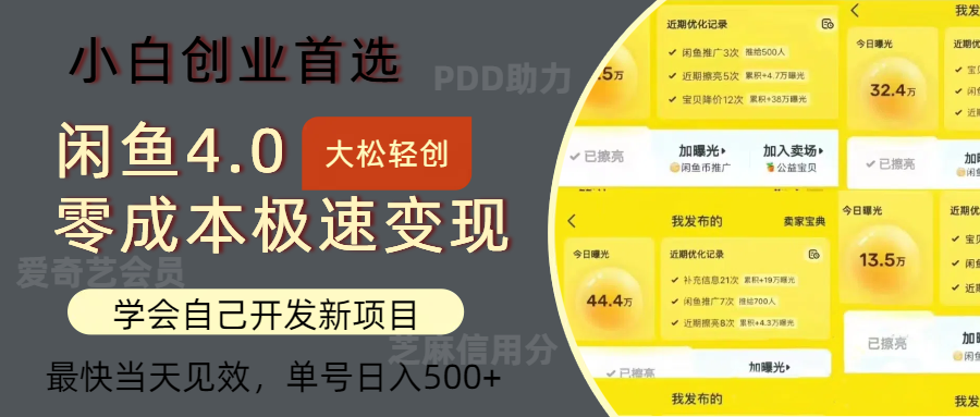 闲鱼0成本极速变现项目，多种变现方式，单号日入500+最新玩法-锦晨科技网