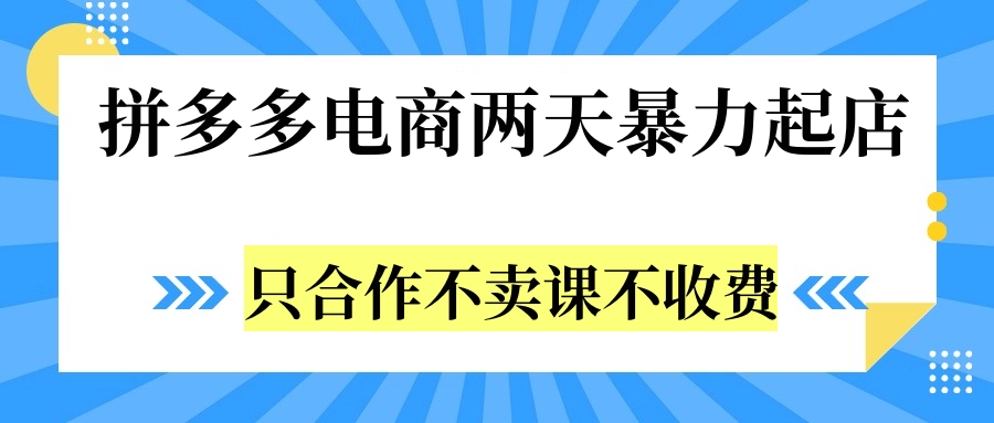 拼多多两天暴力起店，只合作不卖课不收费-锦晨科技网