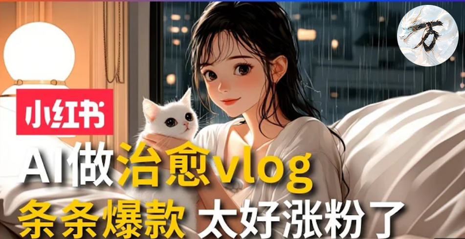 AI治愈系vlog动画视频，小红书7天 涨粉破千，商单报价1500+，0成本制作，日入2000+，有手就会 -锦晨科技网