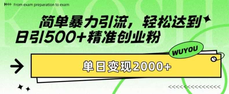 简单暴力引流轻松达到日引500+精准创业粉，单日变现2k【揭秘】-锦晨科技网