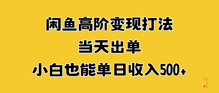 闲鱼高阶变现打法，当天出单，小白也能单日收入500+-锦晨科技网