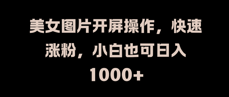 美女图片开屏操作，快速涨粉，小白也可日入1000+-锦晨科技网