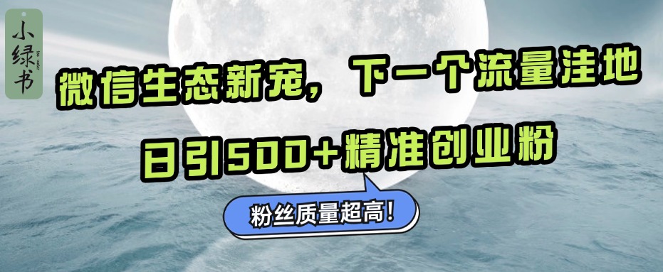 微信生态新宠小绿书：下一个流量洼地，粉丝质量超高，日引500+精准创业粉，-锦晨科技网