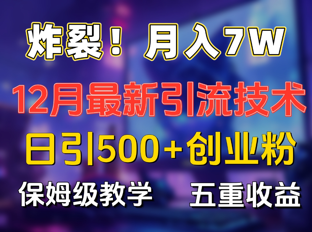 炸裂！月入7W+揭秘12月最新日引流500+精准创业粉，多重收益保姆级教学-锦晨科技网