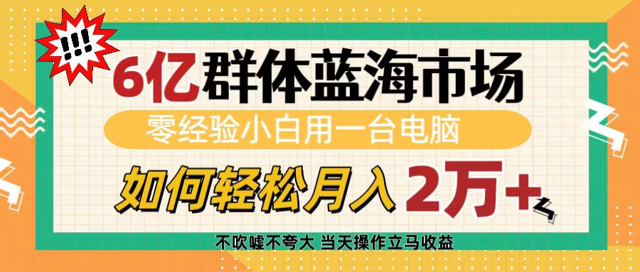 6亿群体蓝海市场，零经验小白用一台电脑，如何轻松月入2万+-锦晨科技网