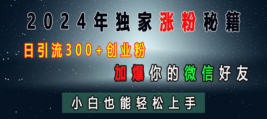 2024年独家涨粉秘籍，日引流300+创业粉，加爆你的微信好友，小白也能轻松上手-锦晨科技网