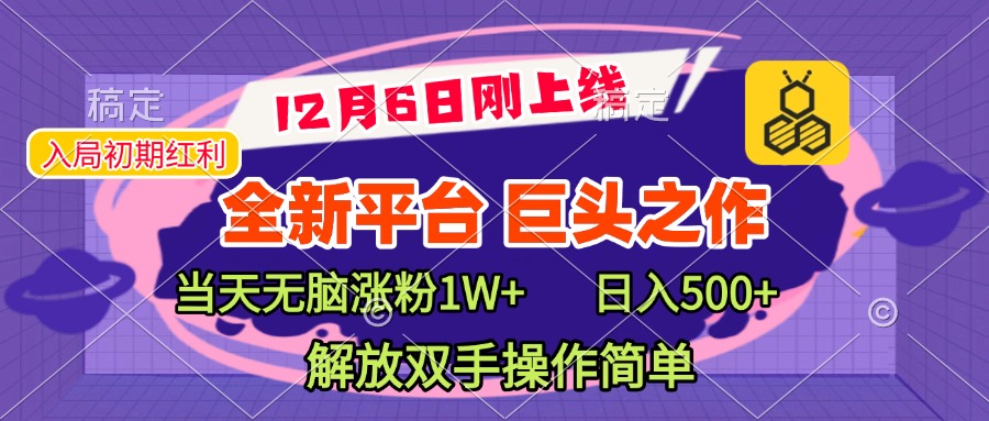 全新引流平台，巨头之作，当天无脑涨粉1W+，日入现500+，解放双手操作简单-锦晨科技网