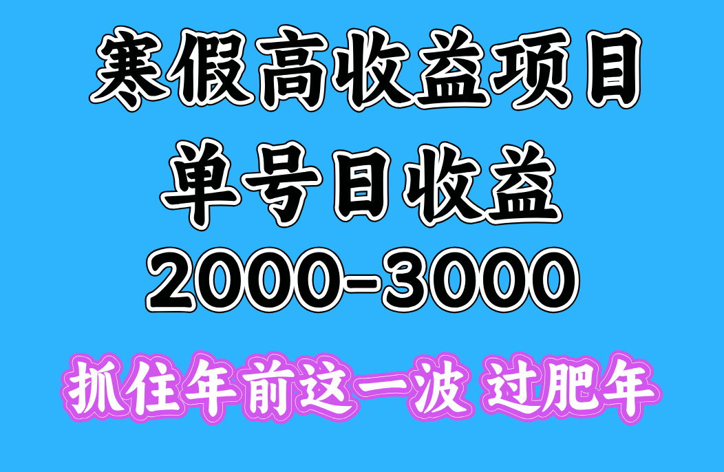 寒假期间一天收益2000-3000+，抓住年前这一波-锦晨科技网