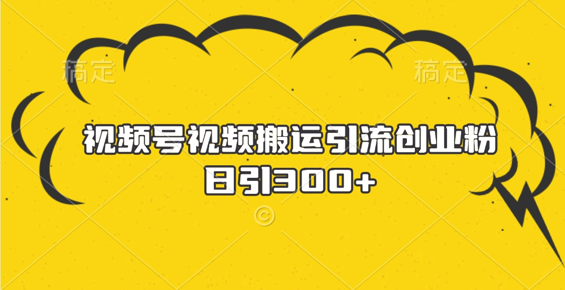 视频号视频搬运引流创业粉，日引300+-锦晨科技网