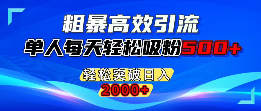 粗暴高效引流,单人每天轻松吸粉500+,轻松突破日入2000+-锦晨科技网