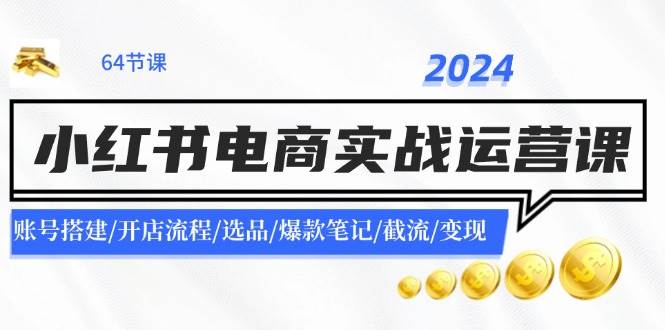 2024小红书电商实战运营课：账号搭建/开店流程/选品/爆款笔记/截流/变现-锦晨科技网